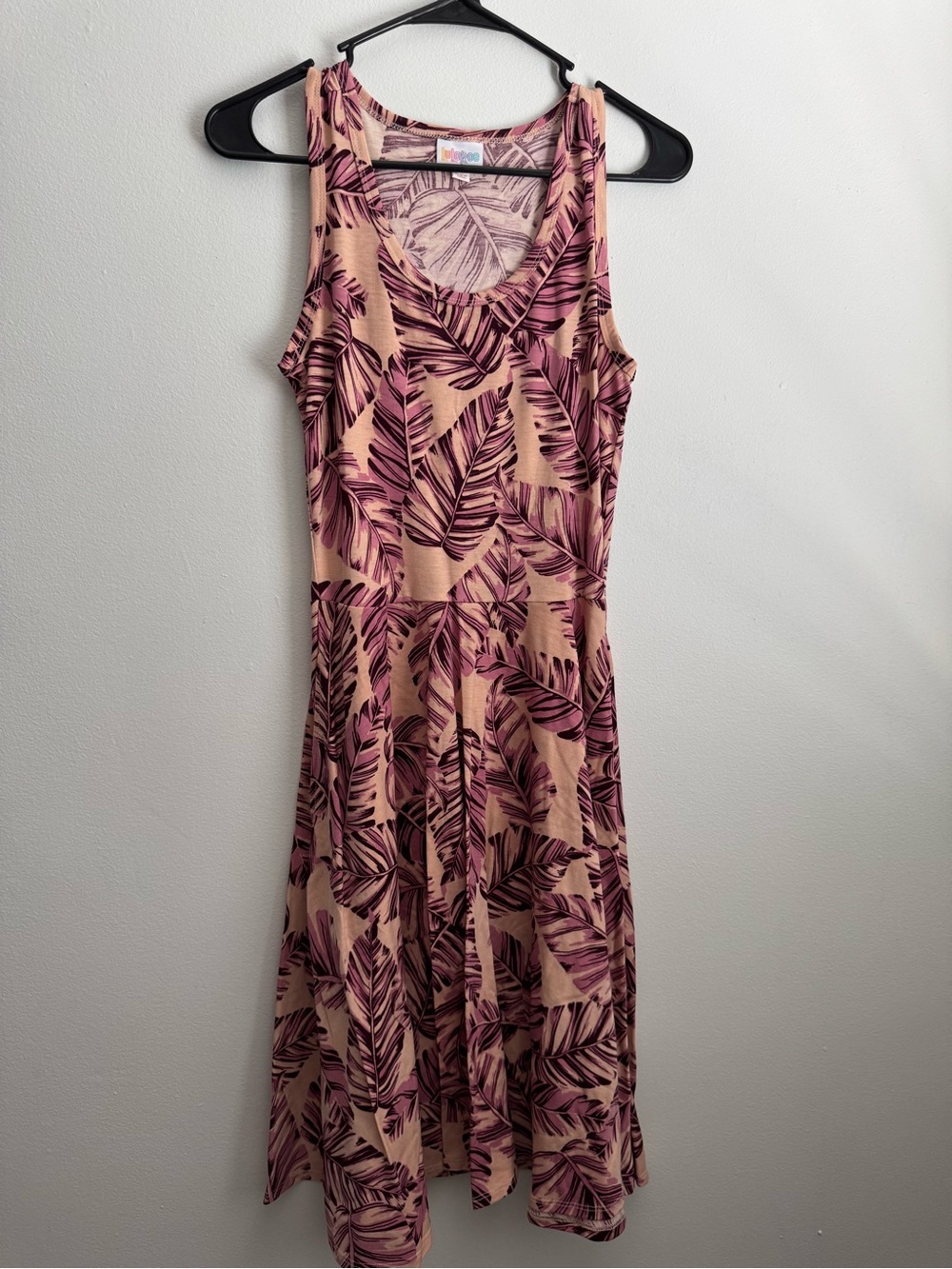 LuLaRoe Pink Leaf-Print Midi Dress